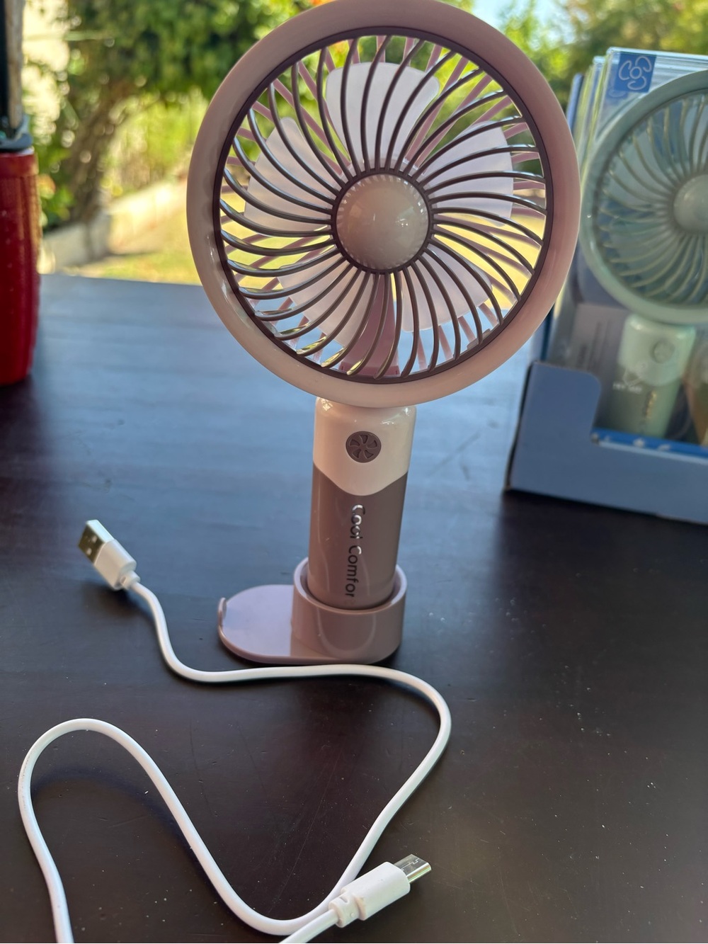 Portable Pink USB Rechargeable Handheld Fanin pink , blue, green, or white grey